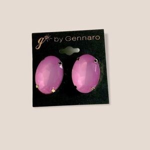 Oval pink gem‎ statement earrings 1” NWT